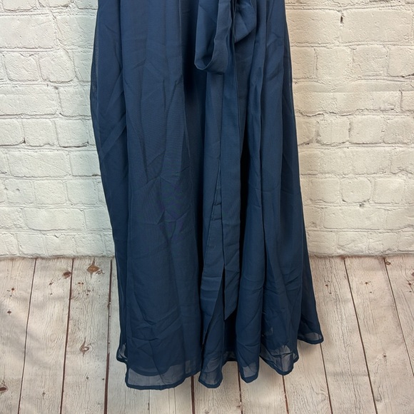 BloomChic Blue Sleeveless Frill Trim Belted Mock Neck Pocket Dress Plus Size 3X - Picture 5 of 7